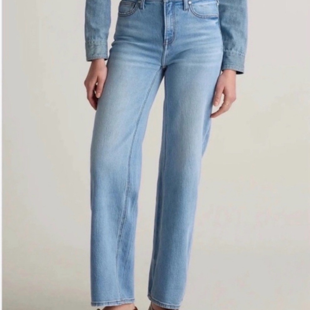 Quince Comfort Stretch High Rise Straight Leg Jeans